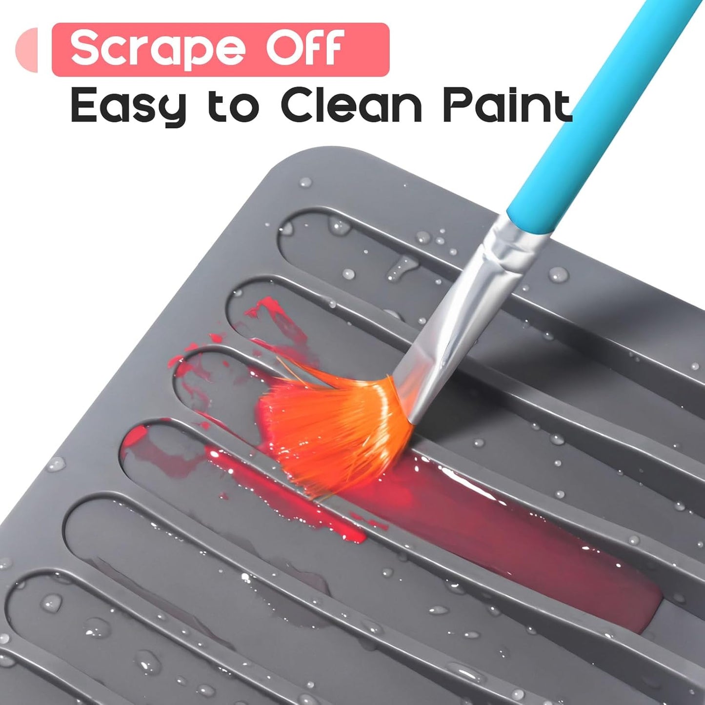 Vowcarol 2 Pcs Paint Brush Holder with 8 Slots, Washable Silicone Brush Rinse Cleaner, Paintbrush Organizer Display Stand -Grey