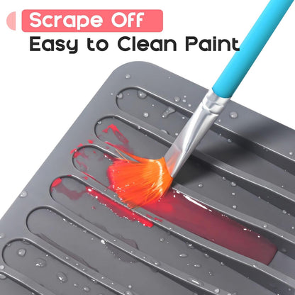 Vowcarol 2 Pcs Paint Brush Holder with 8 Slots, Washable Silicone Brush Rinse Cleaner, Paintbrush Organizer Display Stand -Grey