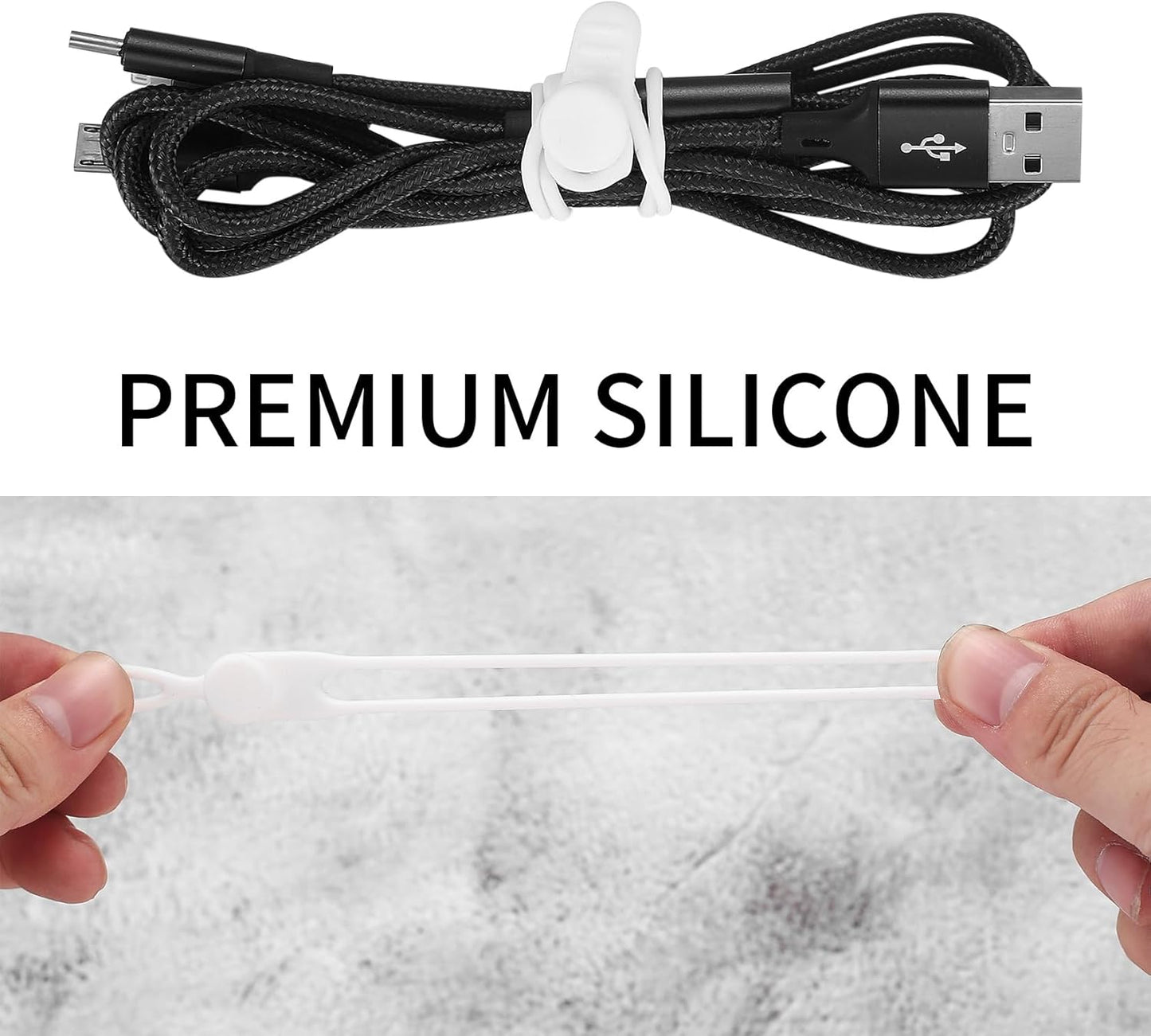 25 Pcs Silicone Cable Ties, Reusable Cable Straps Wire Organizer, Cable Management Cord Organizer for Fastening Earphone Phone Charger Home Office Desk Kitchen Appliances Cable Cords Wires