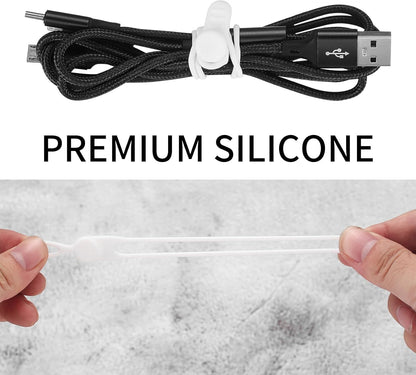 25 Pcs Silicone Cable Ties, Reusable Cable Straps Wire Organizer, Cable Management Cord Organizer for Fastening Earphone Phone Charger Home Office Desk Kitchen Appliances Cable Cords Wires