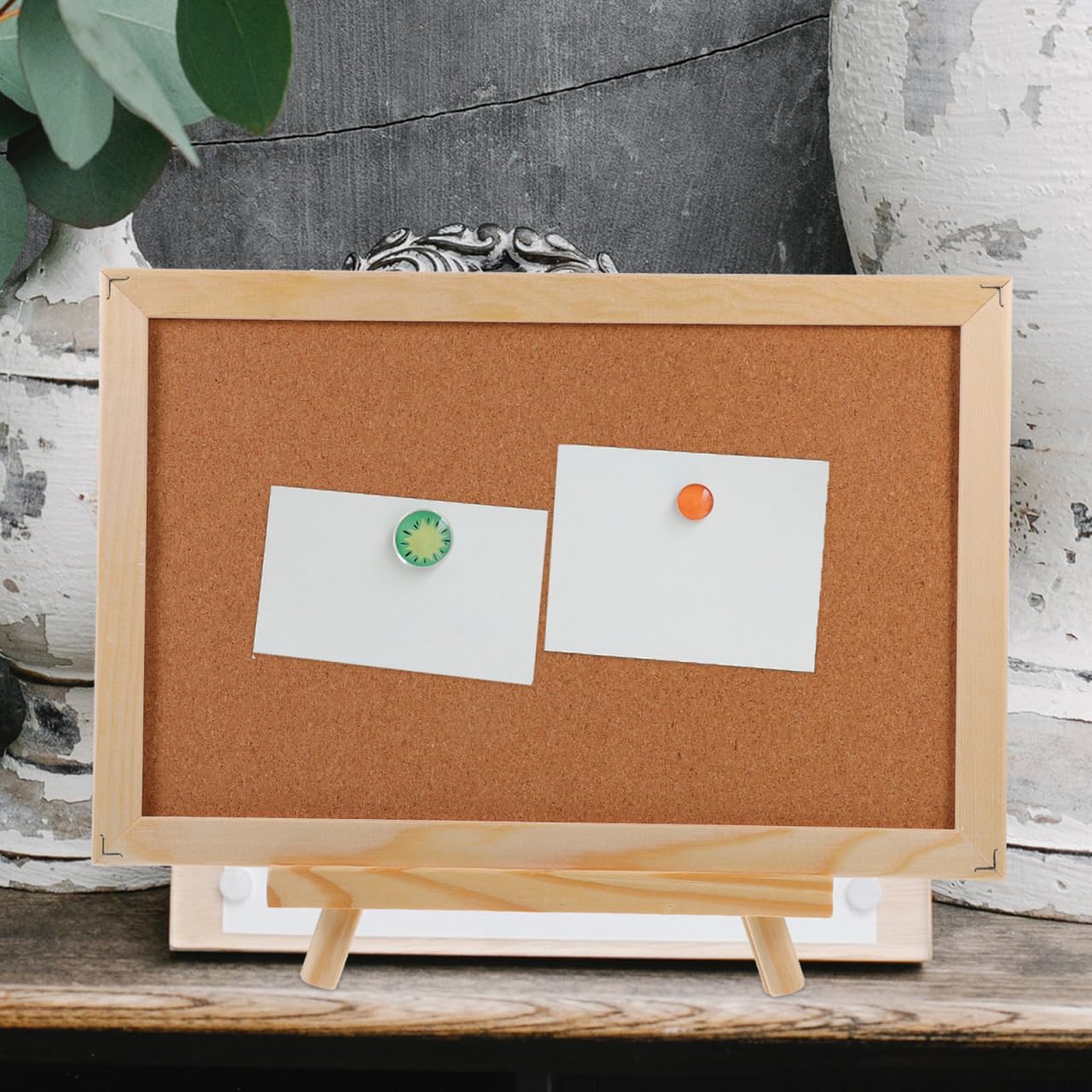 MAGICLULU Double-Sided Cork Bulletin Board with Wooden Frame Wooden Message Board with Easel Stand for Notes, Photos and Displays 11.81x7.87 Inch