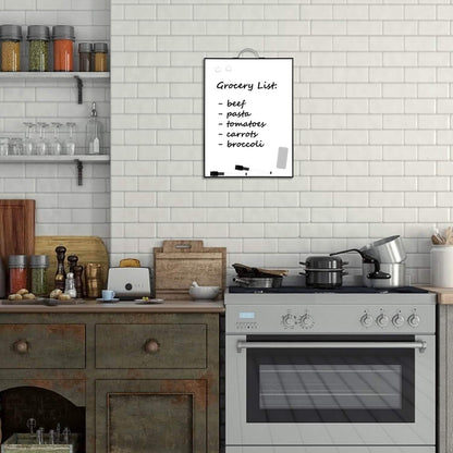 TSJ OFFICE Small Whiteboard Cork-Board - 16" X 12" Portable Aluminum Black Framed Magnetic Dry Erase Board, Small Bulletin Cork Board with Holder for Office, Home and School