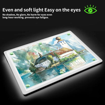 Phylosal Rechargeable A4 LED Light Pad with Built-in Stand, Magnetic Tracing Light Box for Drawing, Diamond Art Light Board with Side Button, Super Bright Light Table for Diamond Painting, Sketching
