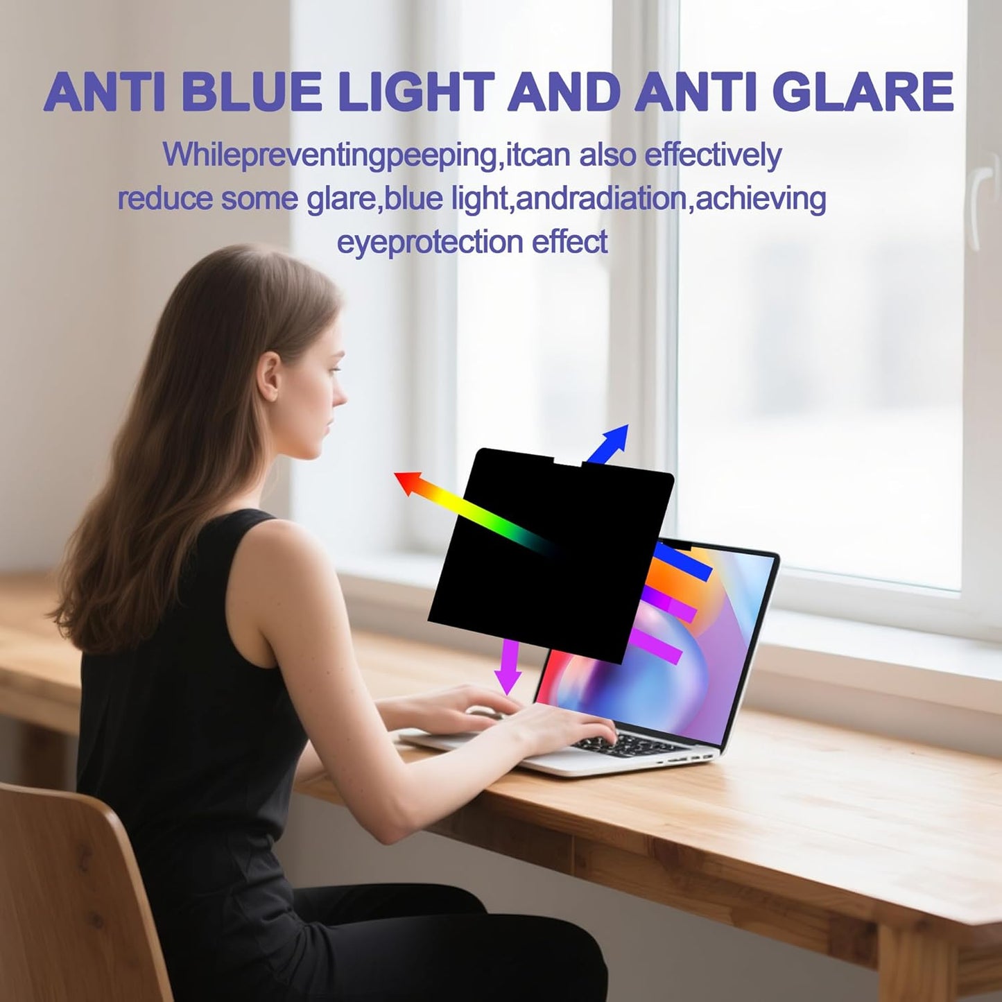 2 Pack Magnetic Hanging Computer Privacy Screen 24 Inch for 16:9 Widescreen Monitor, Removable Privacy Screen Anti Glare Blue Light Computer Screen Privacy Shield, Anti-Scratch 24in Protector Film