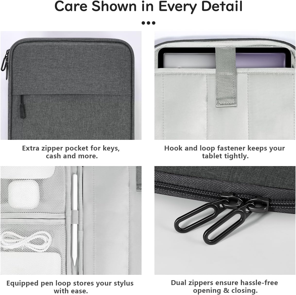 Dadanism 9-11 Inch Tablet Sleeve Padded Carrying Case for iPad (A16) 11th Gen 11", iPad 10th Gen 10.9", iPad Air M4/Pro M5 11", iPad Air 5/4, iPad 9/8/7th Gen, Galaxy Tab A11+ Plus 11", Blue