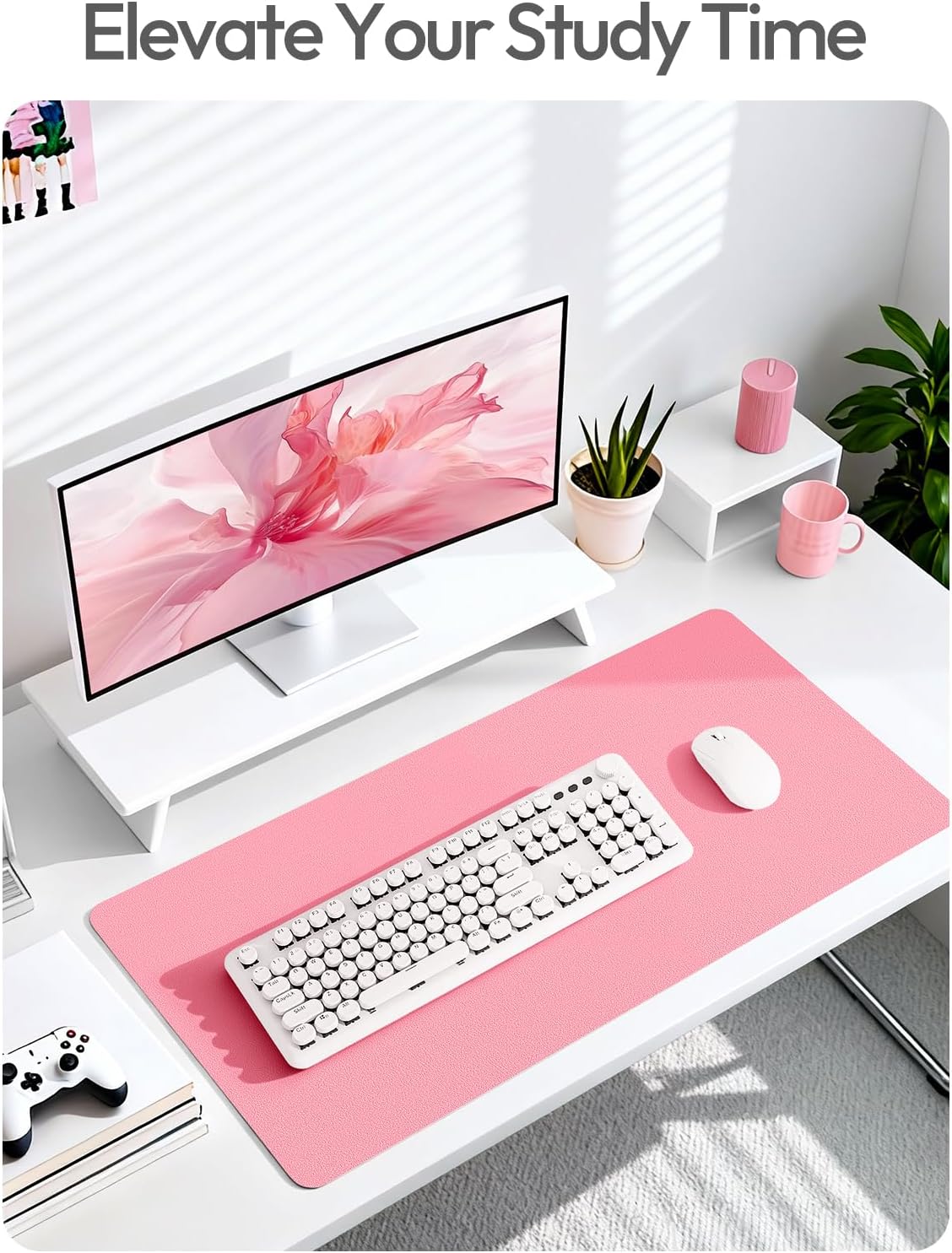 YSAGi Leather Office Desk Pad Protector, Large Mouse Pad, Non-Slip, PU Leather, Laptop Desk Blotter, Waterproof Writing Pad for Office and Home, Black, 23.6" x 13.8" - Colors B