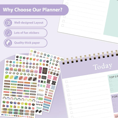 Weekly To Do List Notepad, Undated Planner with 52 Sheets (8.5''x11''), Desk Weekly Planner for Women & Man, Home School & Work