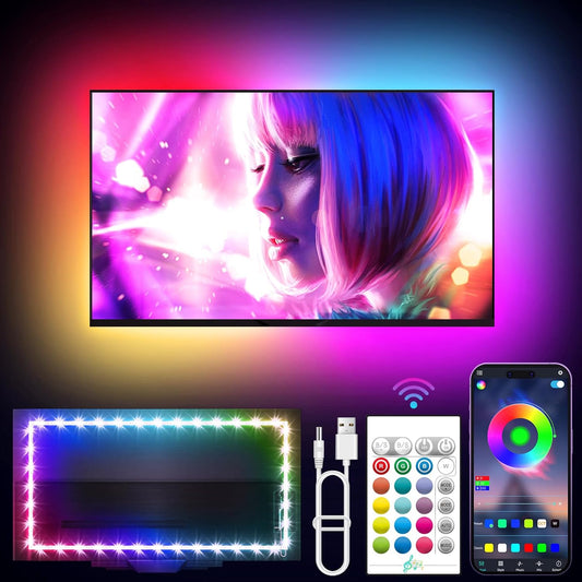 KANTUTOE LED Lights for TV, 16.4ft TV LED Backlight for 45-75 Inch TVs, RGB TV Backlight Behind with Music Sync, Smart APP and Button Control Strip Lights USB Powered for Bedroom/Gaming