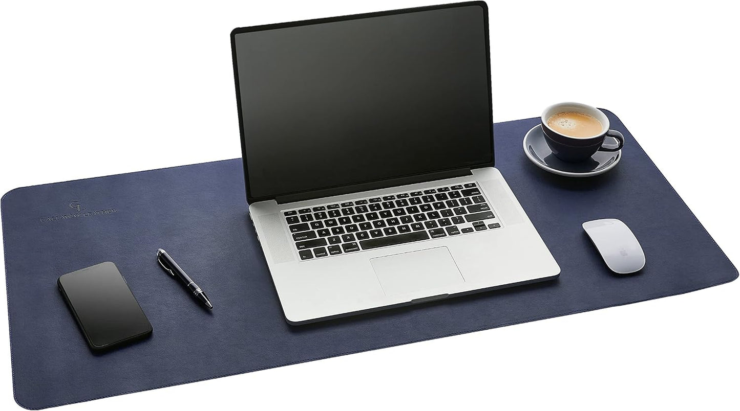 Gallaway Leather Desk Mat, Office Writing Desk Pad, Large 36" x 17" Dark Brown, for Top of Desks, Gift Ready Elegant Computer Desk Cover Protector PU Leather