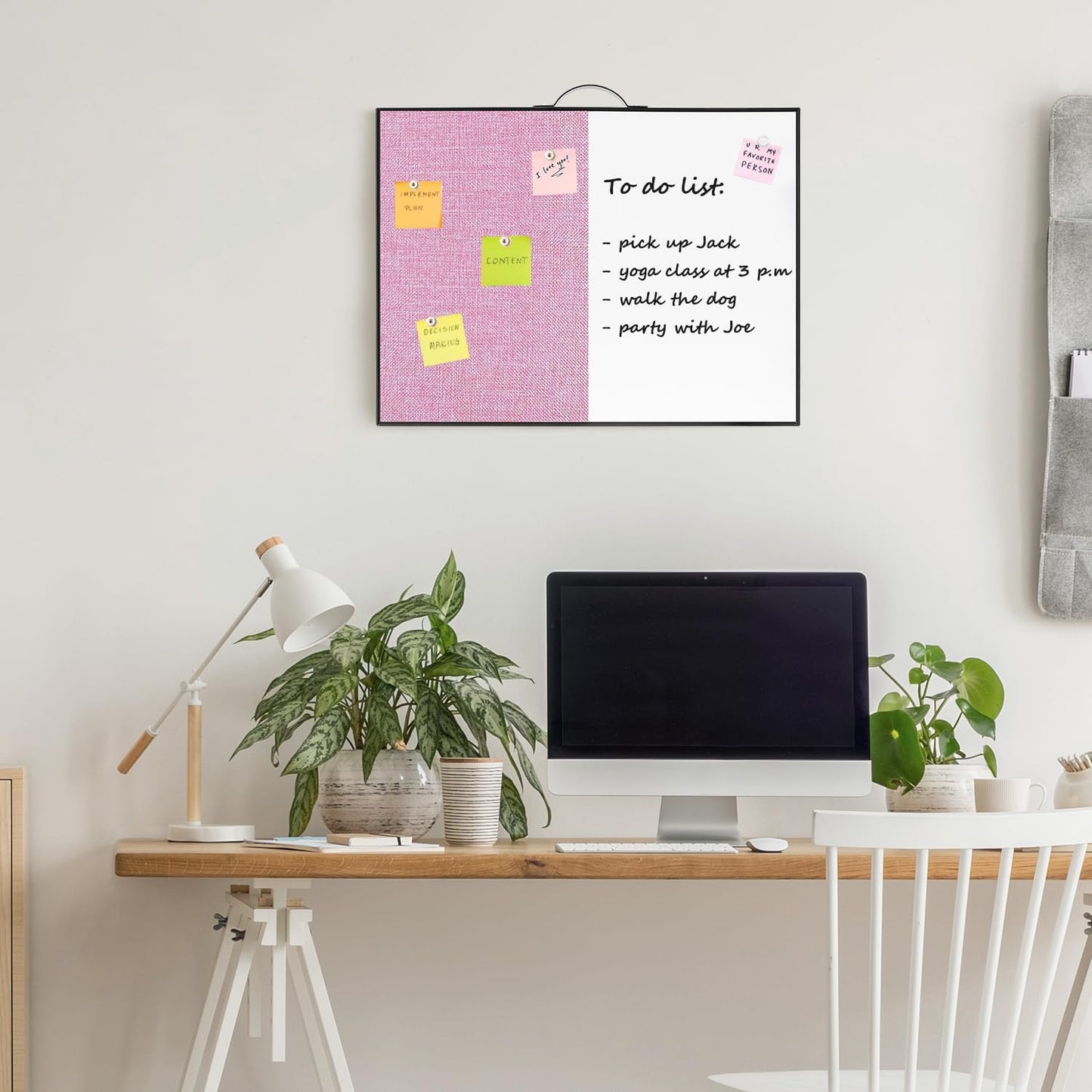 TSJ OFFICE Small Whiteboard Cork-Board - 16" X 12" Portable Aluminum Black Framed Magnetic Dry Erase Board, Small Bulletin Cork Board with Holder for Office, Home and School