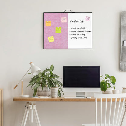 TSJ OFFICE Small Whiteboard Cork-Board - 16" X 12" Portable Aluminum Black Framed Magnetic Dry Erase Board, Small Bulletin Cork Board with Holder for Office, Home and School