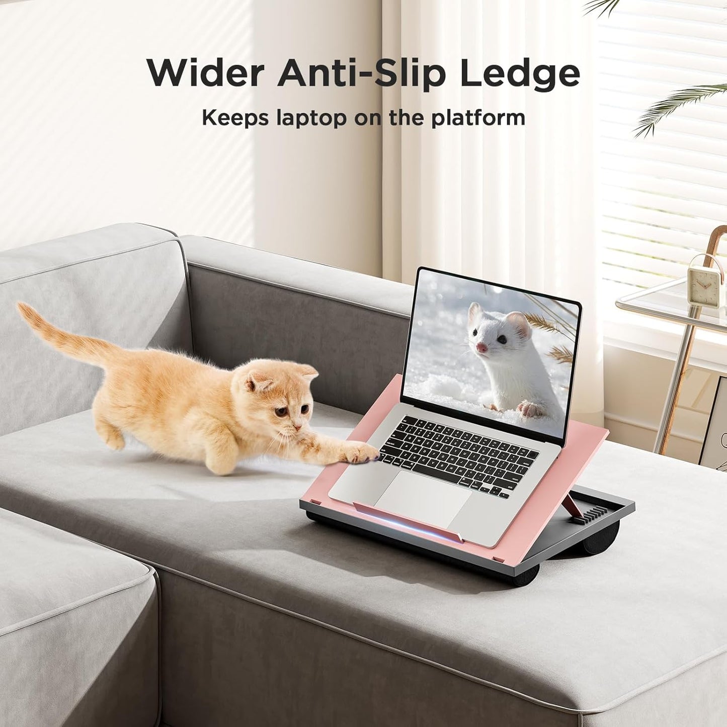 HUANUO Laptop Desk, Portable Laptop Stand Fits Up to 15.6 Inch Laptops, Adjustable with 8 Angles Lap Desks for Adults - Dual Cushion Desk for Sofa, Bed, Car or Work Table