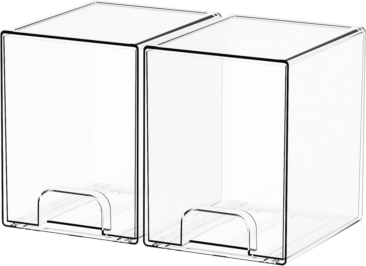 Yieach 8 Pack Small Clear Stackable Storage Drawers,2.2'' Tall Desk Organization and Storage,Plastic Office Supply Organizer,Acrylic Storage Containers for Makeup,Hair Clip,Accessory,Pen,Art Crafts