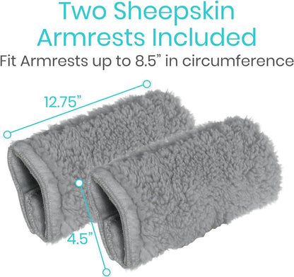 Vive Wheelchair Armrest Pads (2 PCS) - Memory Foam Sheepskin Cushion Accessories for Transport Electric Wheel Chair Arm Rests - for Adults, Seniors, Handicapped - Soft Support for Office Chair