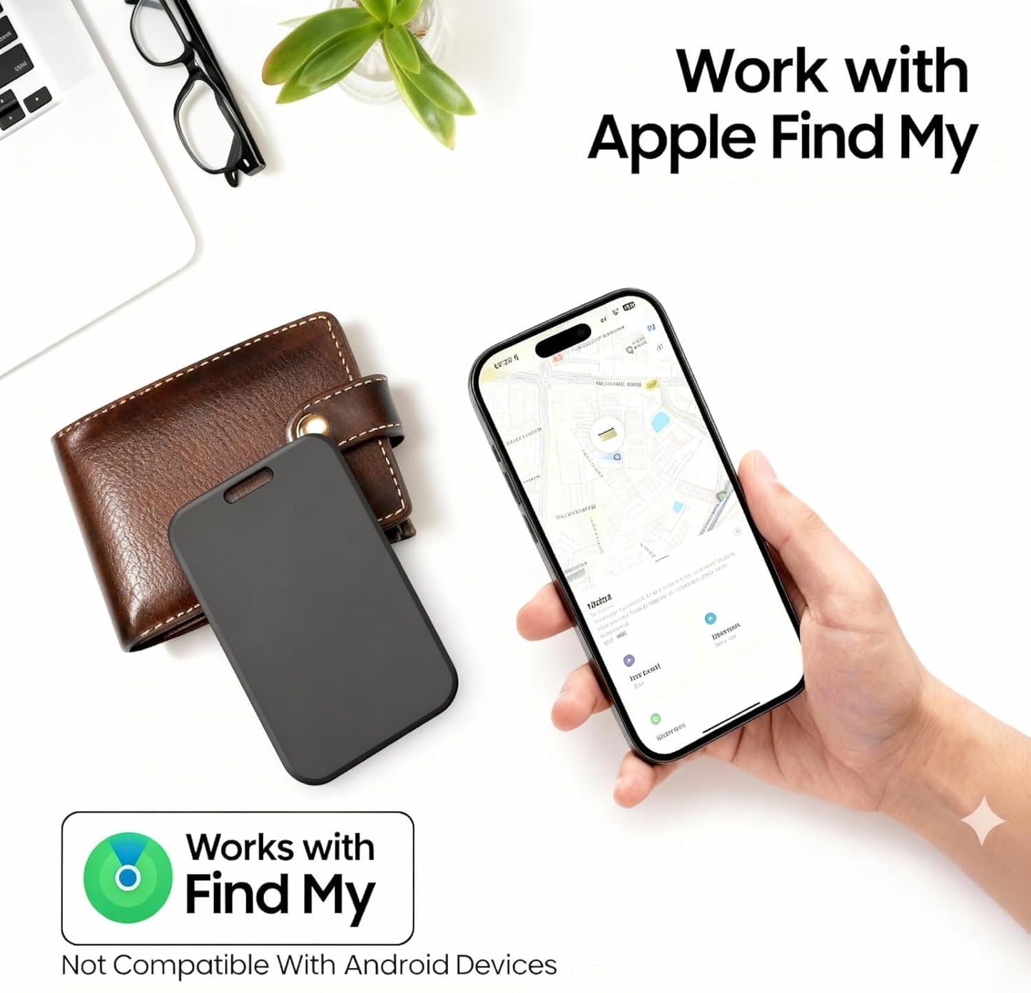 2 Pack Air Smart Tracker Card Work with Apple Find My (iOS Only) [MFi Certified] Ultra Slim Bluetooth Wallet Tracking Card Wireless Charging Waterproof Item Locator for Keys Bag Passport Purse Luggage