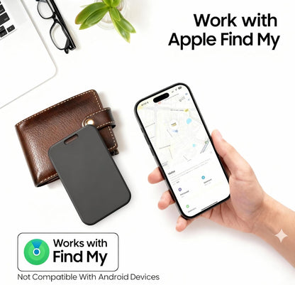 2 Pack Air Smart Tracker Card Work with Apple Find My (iOS Only) [MFi Certified] Ultra Slim Bluetooth Wallet Tracking Card Wireless Charging Waterproof Item Locator for Keys Bag Passport Purse Luggage