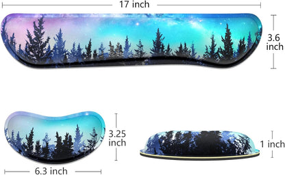 Dapesuom Enlarge Keyboard Wrist Rest, Memory Foam Wrist Cushion for Desk Mat Support, Cute Pain Relief Keyboard Mouse Pad Rests Set with Non-Slip Base for Gaming Laptop Office Computer, Elegant Flower