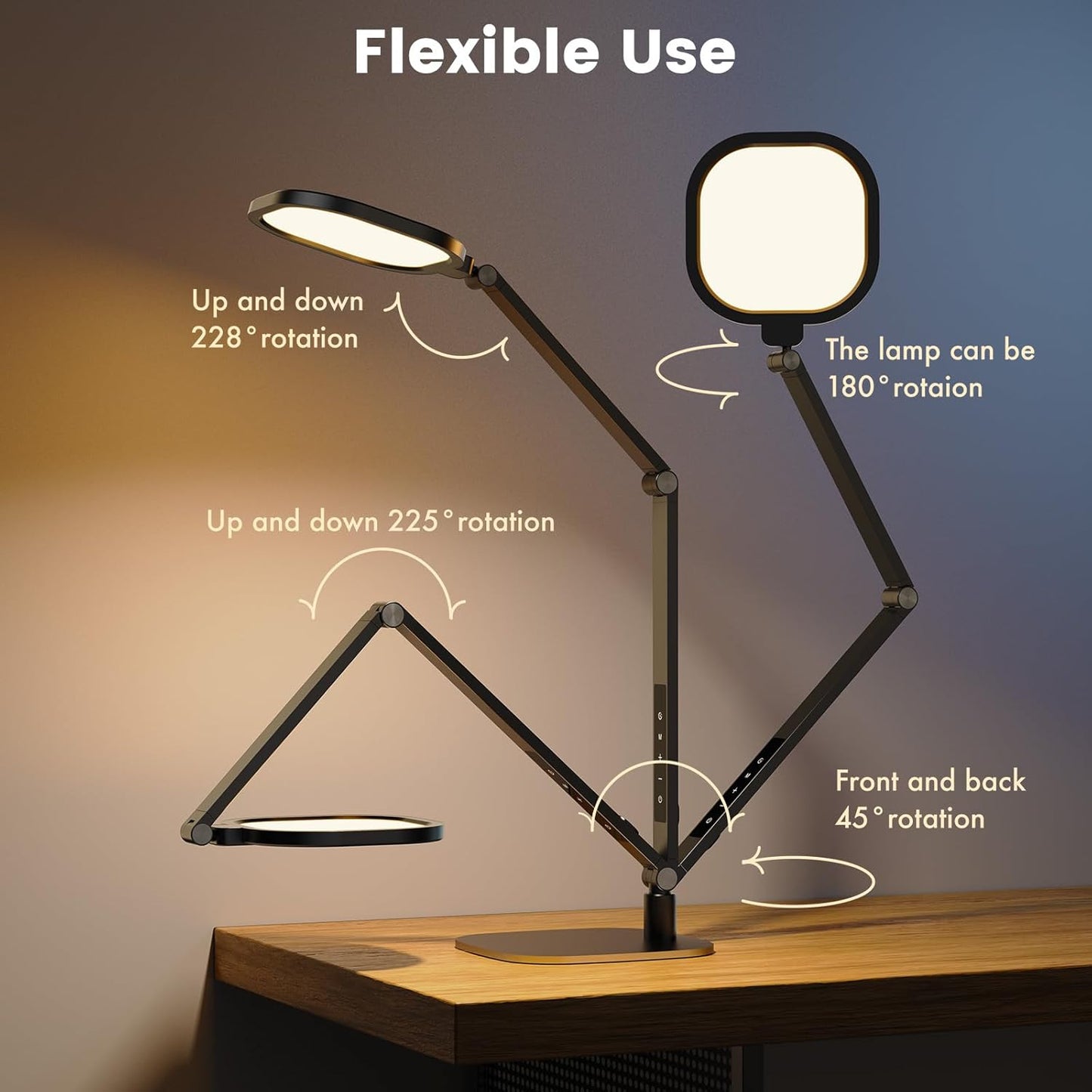 LitONES LED Desk Lamp for Home Office, 15W Desk Light with CRI >95, Memory & Timer Function, 1200LM Dimmable Computer Light for Video Calls, Conference, Reading, Study (White)