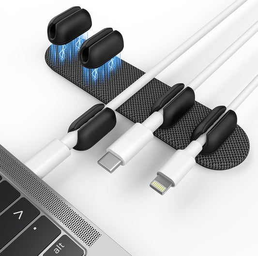 6 Pack Magnetic Cable Holder [2 in 1 Magnet & Adhesive] Cable Clips Silicone for Phone Charger, SODI Minimalist Cord Holder for Nightstand, No-Residue Adhesive Cord Organizer for Desk, Car, Office
