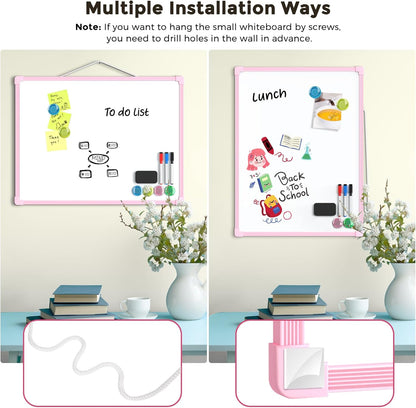 MaxGear Double-Sided Dry Erase Board for Wall, 16"x12" Hanging Whiteboard, Small Dry Erase White Board with 3 Markers and 4 Magnets, Portable Whiteboard for Planning, Drawing, Memo, to Do List