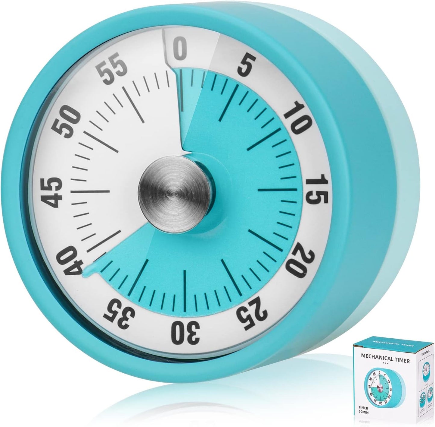 Kitchen Timer, 60-Minute Visual Timer for Kids & Adults, Wind Up Timer with Magnetic Backing, Loud Ring Timers for Classroom, Study, Cooking, Exercise