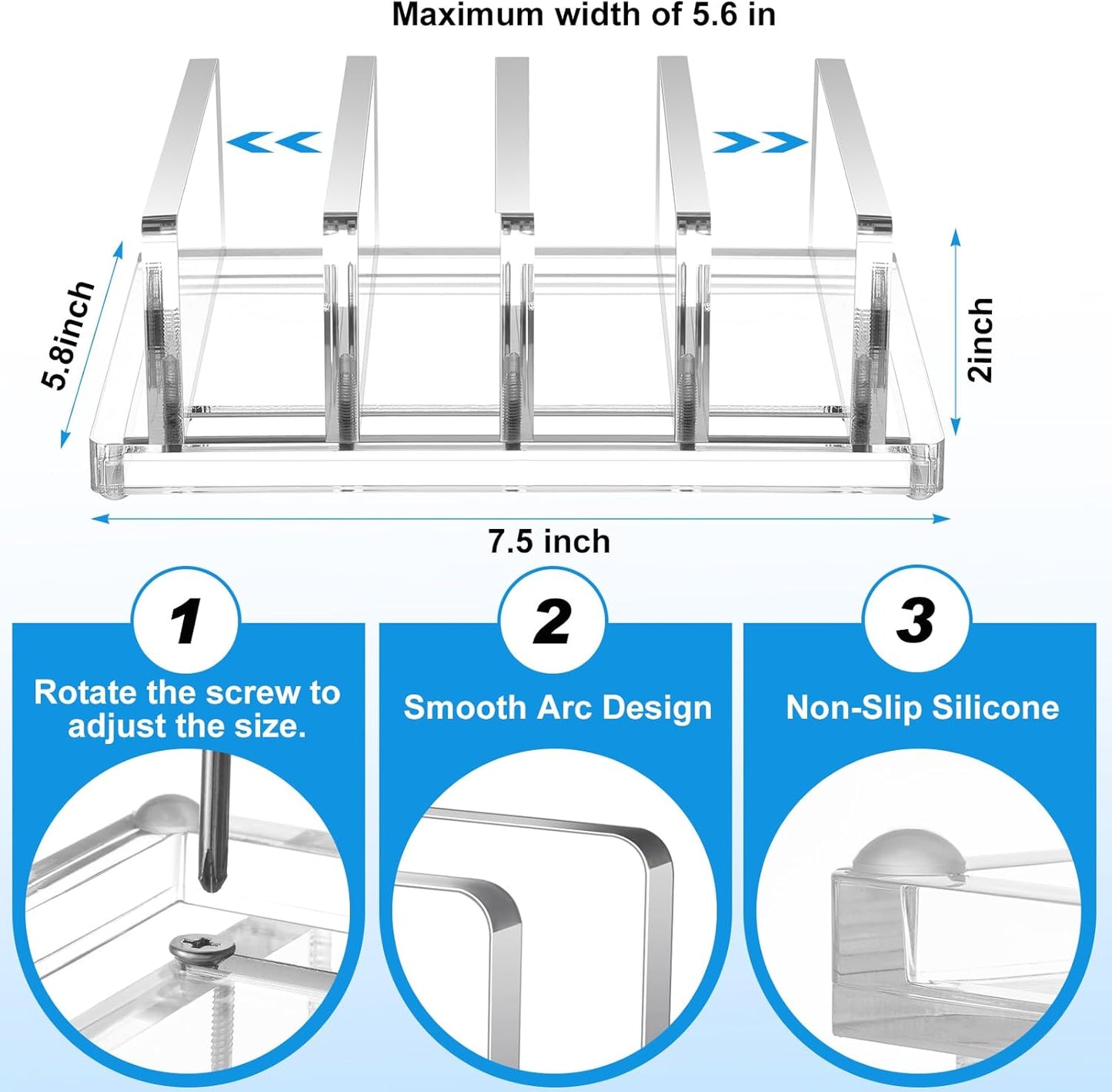 Chunful Adjustable Vertical Laptop Stand for Desk, Acrylic 3 Slot Laptop Holder Desktop, Invisible Desktop Notebook Dock for Notebook Computer, All Gaming Laptops up to 17''