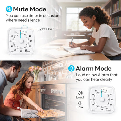 Yunbaoit Visual Timer with Night Light, 60-Minute Countdown Timer for Kids and Adults, Silent Classroom Timer, Time Management Tool for Home, School, or Work (Light Blue)