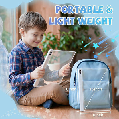 16" Rechargeable LED Drawing Board for Kids, Doodle LED Note Board with Colors, Neon Light Up Drawing Board with Markers&Tracing Paper, Creative Easter Birthday Christmas Gift Ideas
