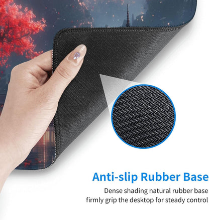 Japanese Mouse Pad, Large Japanese Desk Mat, XL Anime Gaming Keyboard Mat, Non-Slip Rubber Base, Big Extended Desk Protector for Home Office, 31.5”x11.8”
