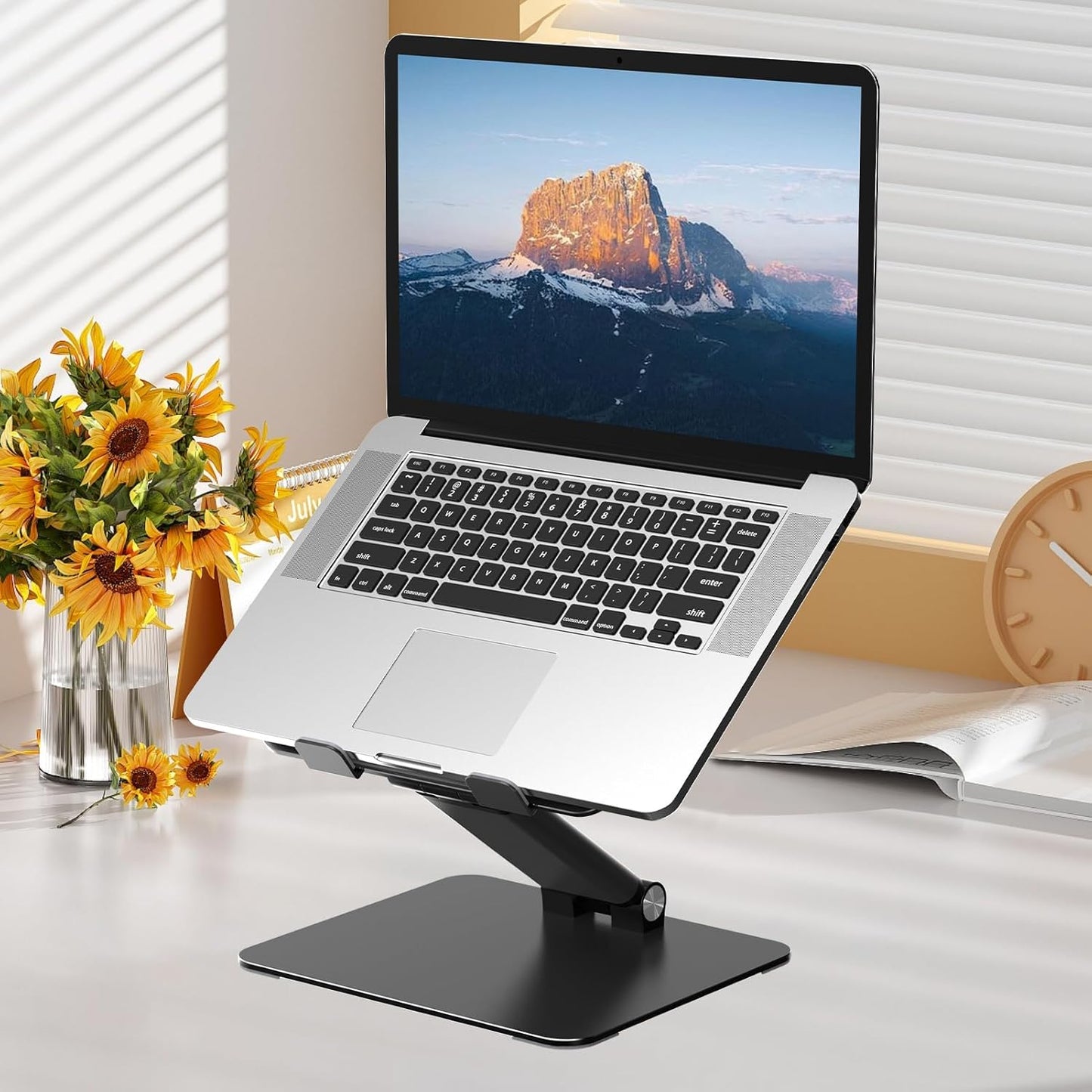 Tonmom Adjustable Laptop Stand for Desk, Metal Foldable Laptop Riser, Portable Laptop Holder, Ventilated Cooling Computer Notebook Stand Compatible with 10-17.3” Laptops
