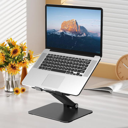 Tonmom Adjustable Laptop Stand for Desk, Metal Foldable Laptop Riser, Portable Laptop Holder, Ventilated Cooling Computer Notebook Stand Compatible with 10-17.3” Laptops