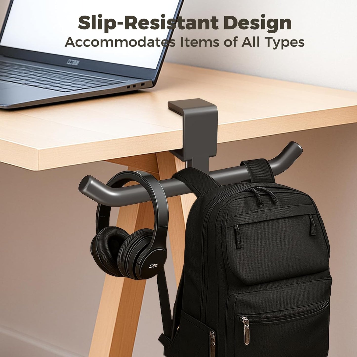 80-lb Heavy-Duty Bag Hook for Desk or Table,Adjustable Purse Hanger,Purse Hook,Backpack Holder for Table & Handbag Hanger,Space-Saving Organizer for Classroom, Dorm Office,Home,and Cafe Tables (White)