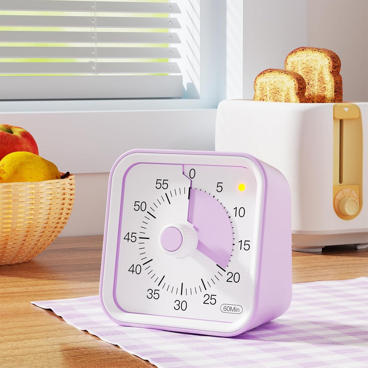 Visual Timer for Kids with Pause Function, 60 Minute Countdown Timer for Kids Desk Study, Teaching, Kitchen Cooking, Office Meetings, Time Management for ADHD (White)