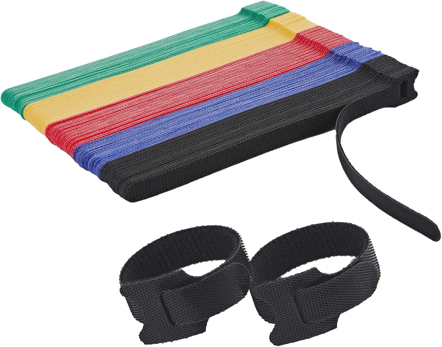 12 Inch Multi-Colour Cable Ties 50 PCS Reusable Fastening Cable Straps Adjustable Hook & Loop Organizer Straps Cords Management for Home, Office and Data Centers