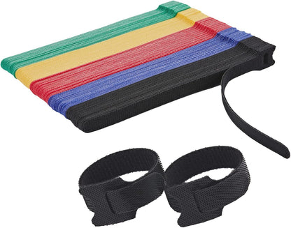 12 Inch Multi-Colour Cable Ties 50 PCS Reusable Fastening Cable Straps Adjustable Hook & Loop Organizer Straps Cords Management for Home, Office and Data Centers