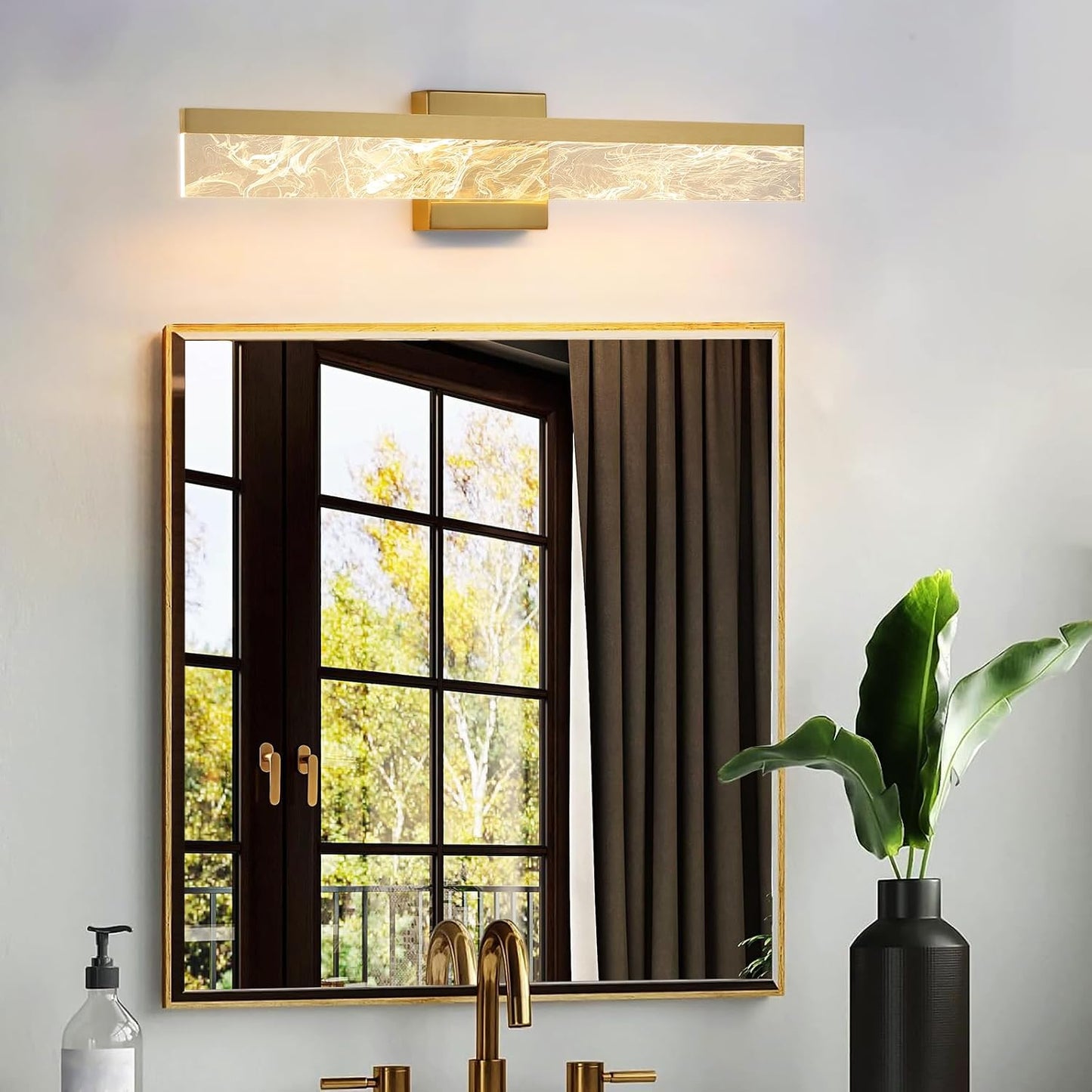 AIJIASI 39-Inch Brushed Gold Vanity Light Fixture, 28W Dimmable LED Modern Light Bar for Bathroom Mirror, Restroom, Bedroom (3000K)