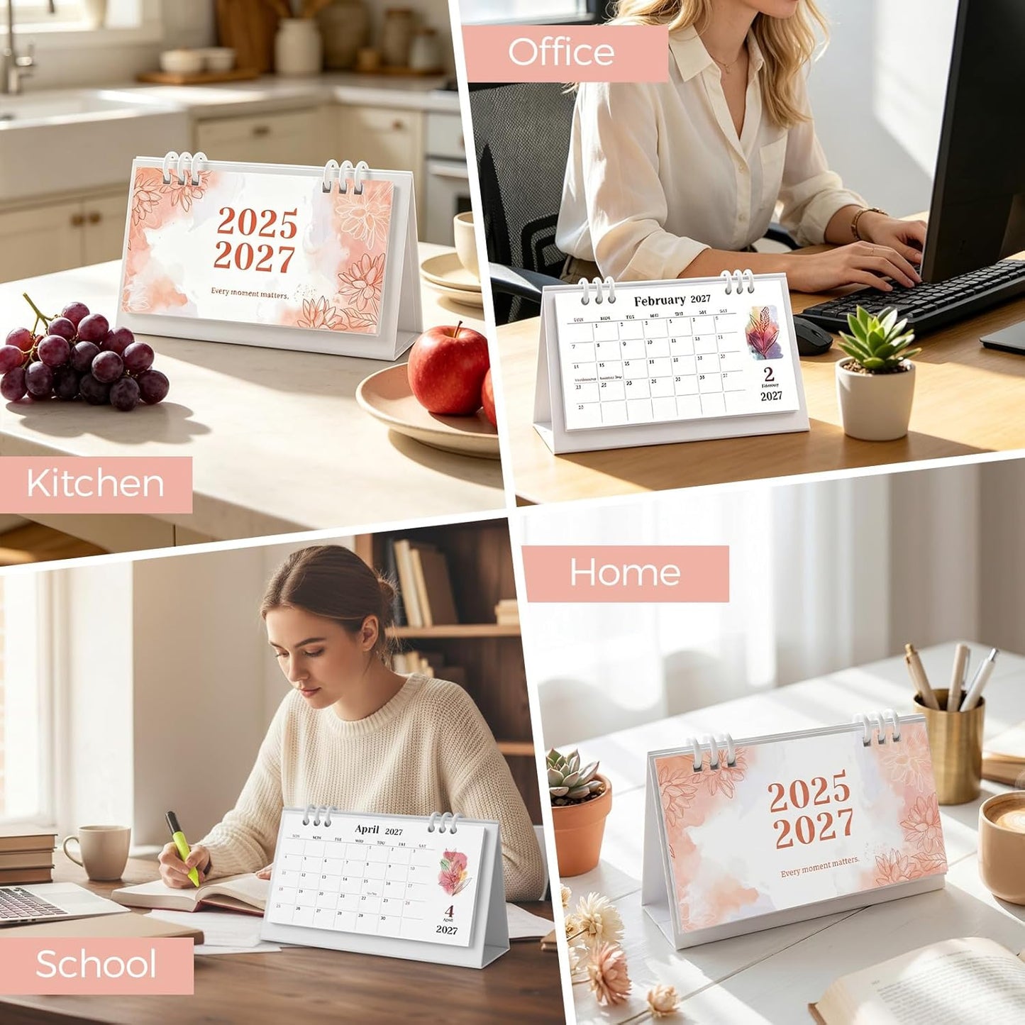 KONVINIT Small Desk Calendar 2026-2027, 6.3" x 3.1", 2026 Desk Calendar - Runs From January 2026 Until December 2027, 24 Months Mini Desktop Calendar for School, Home and Office Supplies