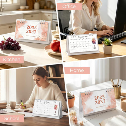 KONVINIT Small Desk Calendar 2026-2027, 6.3" x 3.1", 2026 Desk Calendar - Runs From January 2026 Until December 2027, 24 Months Mini Desktop Calendar for School, Home and Office Supplies