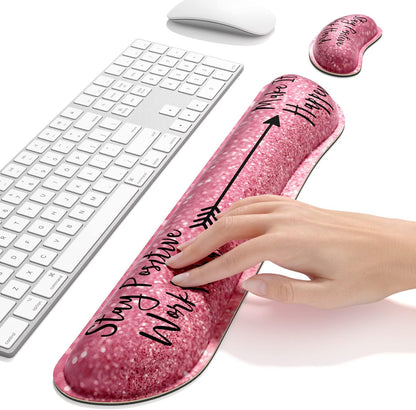 Dapesuom Enlarge Keyboard Wrist Rest, Memory Foam Wrist Cushion for Desk Mat Support, Cute Pain Relief Keyboard Mouse Pad Rests Set with Non-Slip Base for Gaming Laptop Office Computer, Elegant Flower