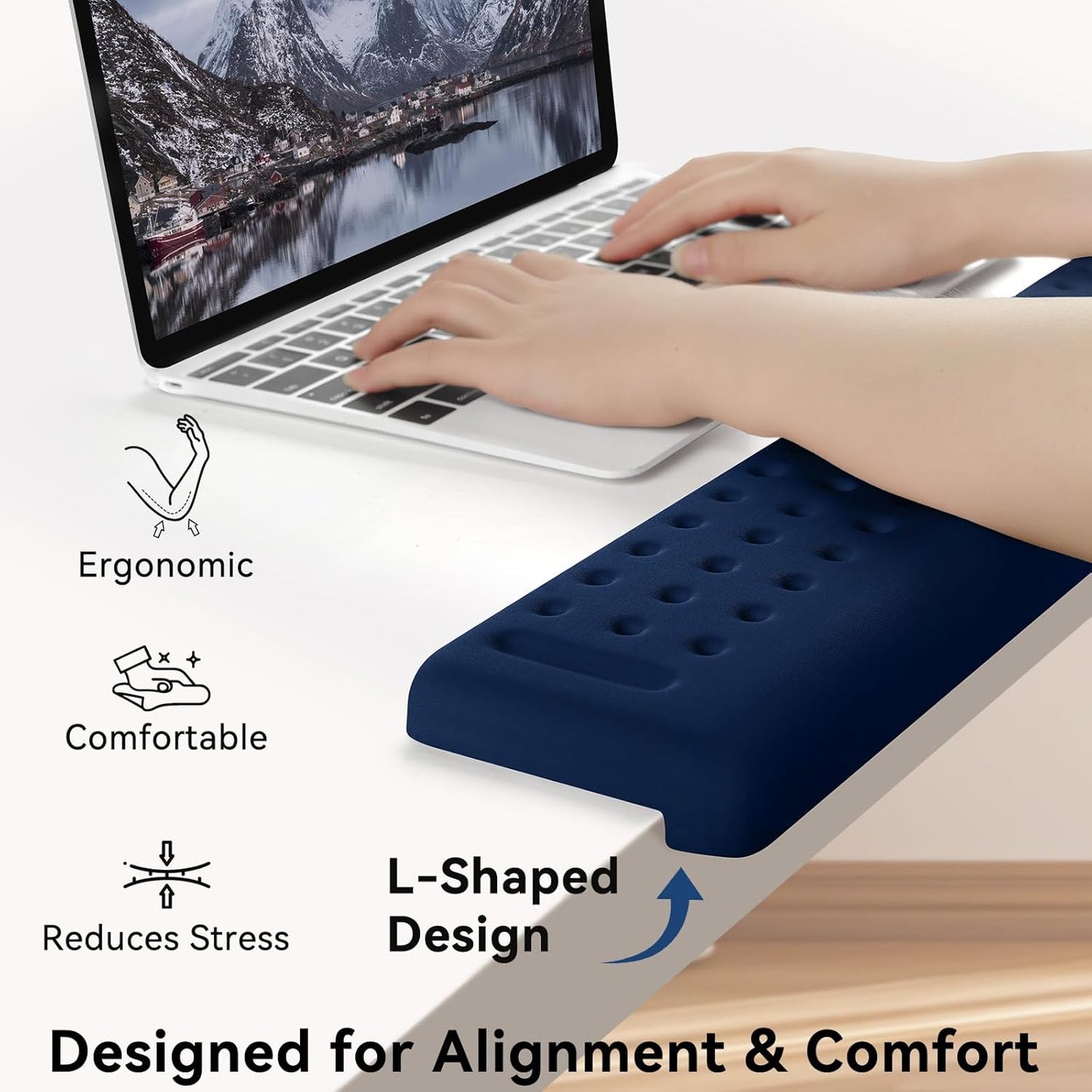 Sushret L-Shaped Desk Elbow Pad for Desk, 2-Pack Memory Foam Elbow Rest for Desk Edge Cushion, Non-Slip Ergonomic Arm Rest for Wrist, Palm & Forearm Support, Office Home, Separate Design, Black