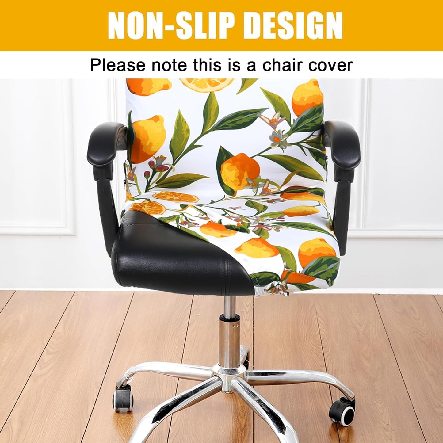 Smiry Stretch Printed Office Chair Armrest Covers, 2 Pcs Soft Fit Removable Washable Computer Desk Chair Arm Covers Protector, Black