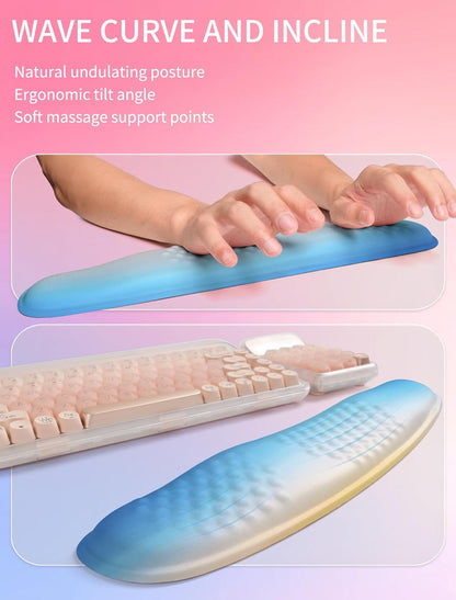 Hokafenle 2in1 Combination, Wave Keyboard Wrist Rest and Ergonomic Curvature Mouse Pad Wrist Support for Relieve Wrist Pain, Filled with Soft Cushion Memory Foam, Black