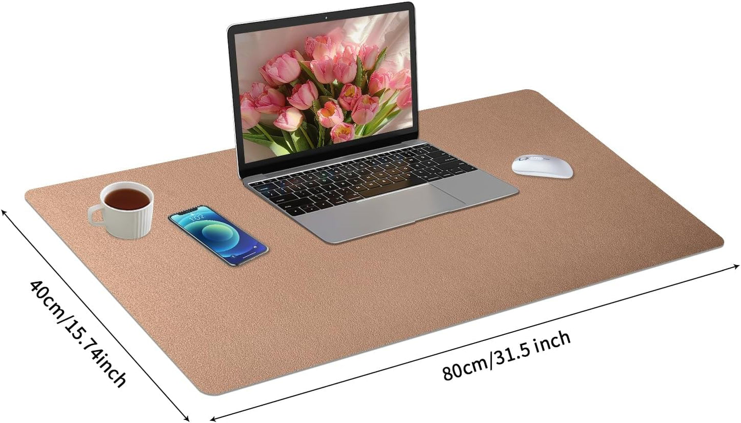 Bloss Leather Desk Pad and Keyboard Wrist Rest, Large Mouse Pad + Keyboard Pad+Mouse Wrist Support, Non-Slip Desk Mat Protector for Office, Home(31.5×15.7 Inches,Beige) - Colors A