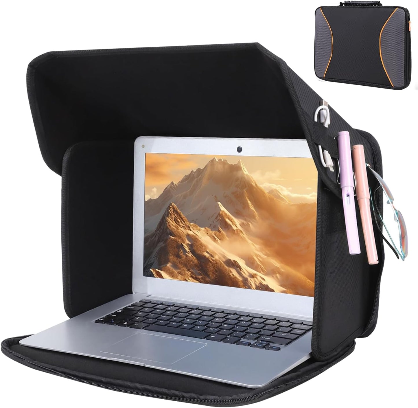 Laptop Sun Shade Laptop Sun Glare Shield Privacy Screen Hood Lightweight Laptops Sunshade Bag for Working Outside Portable Shield Cover 12-14'' (Patent Pending)