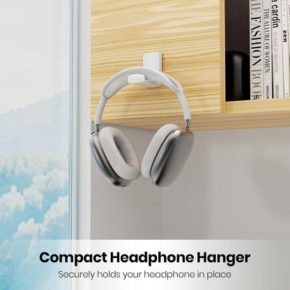 Sticky Headphone Stand Controller Holder - EURPMASK Upgraded Adhesive Gaming Headset Hook, Headphone Holder for Desk with Soft Rubber Pads, Universal PC Gaming Accessory Controller Headset Stand,Black
