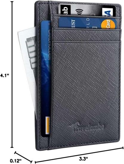 Travelambo Slim Wallet Front Pocket Minimalist Leather RFID Blocking Medium Size