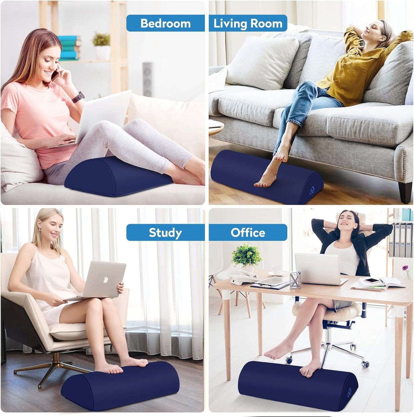 StepLively Foot Rest Ergonomic Pillow for Under Desk at Work, Anti-Fatigue Footrest Support Pillow for Fatigue & Pain Relief, Comfortable for Office Chair, Car Seat & Gaming Chair - Black