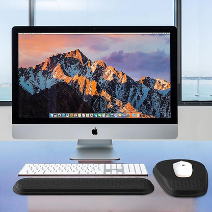 Mouse Pad with Wrist Rest, Comfortable Keyboard Wrist Rest, Memory Foam Wrist Rest for Computer Keyboard, Ergonomic Mouse Pad Set for Easy Typing & Pain Relief for Office Black