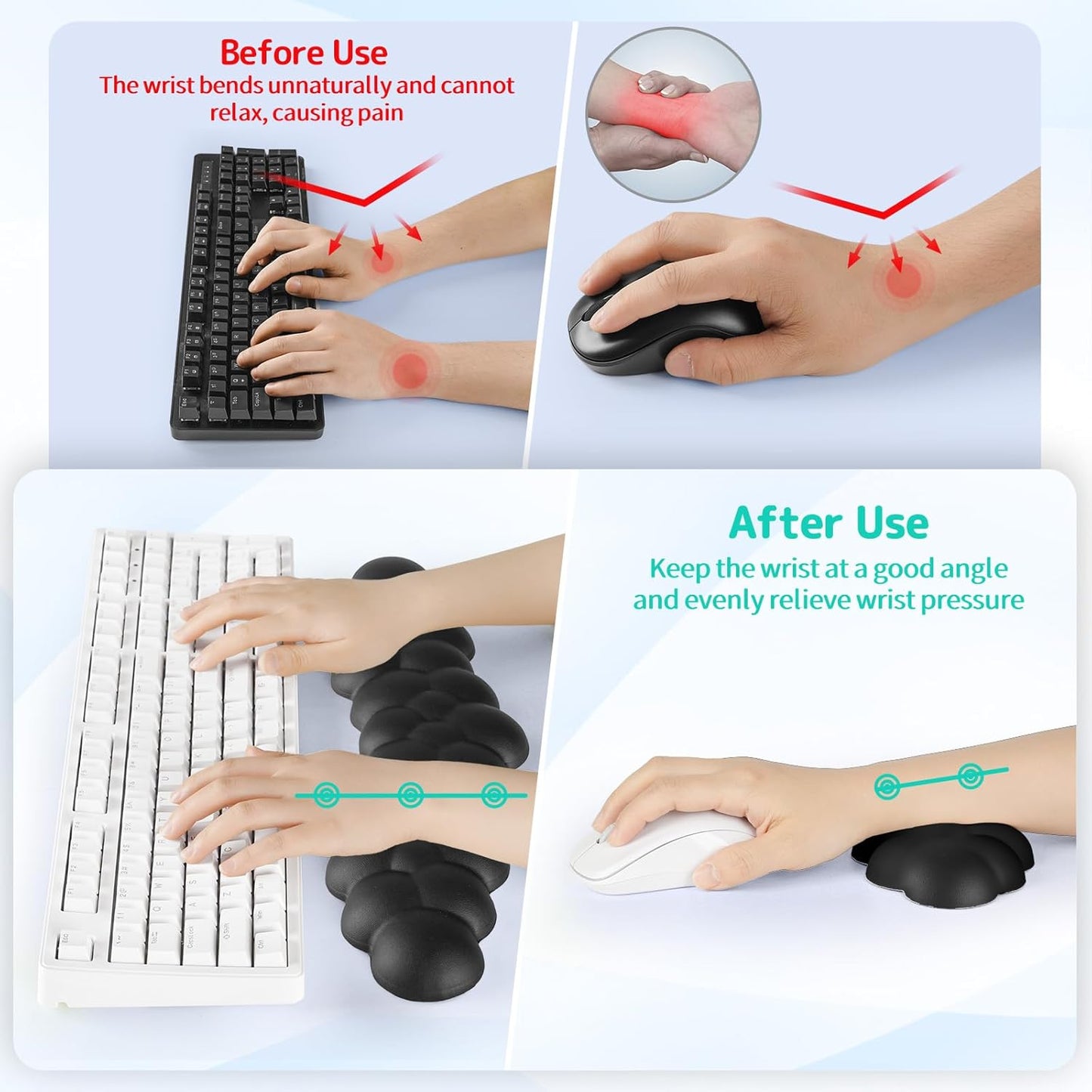 Sushret Cloud Wrist Rest for Keyboard and Mouse, Memory Foam PU Leather Keyboard Wrist Rest with Ergonomic Support, Non-Slip Base, Cute Arm Rest Pad & Palm Cushion, Office Desk Accessory, Purple