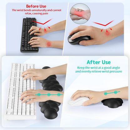 Sushret Cloud Wrist Rest for Keyboard and Mouse, Memory Foam PU Leather Keyboard Wrist Rest with Ergonomic Support, Non-Slip Base, Cute Arm Rest Pad & Palm Cushion, Office Desk Accessory, Purple
